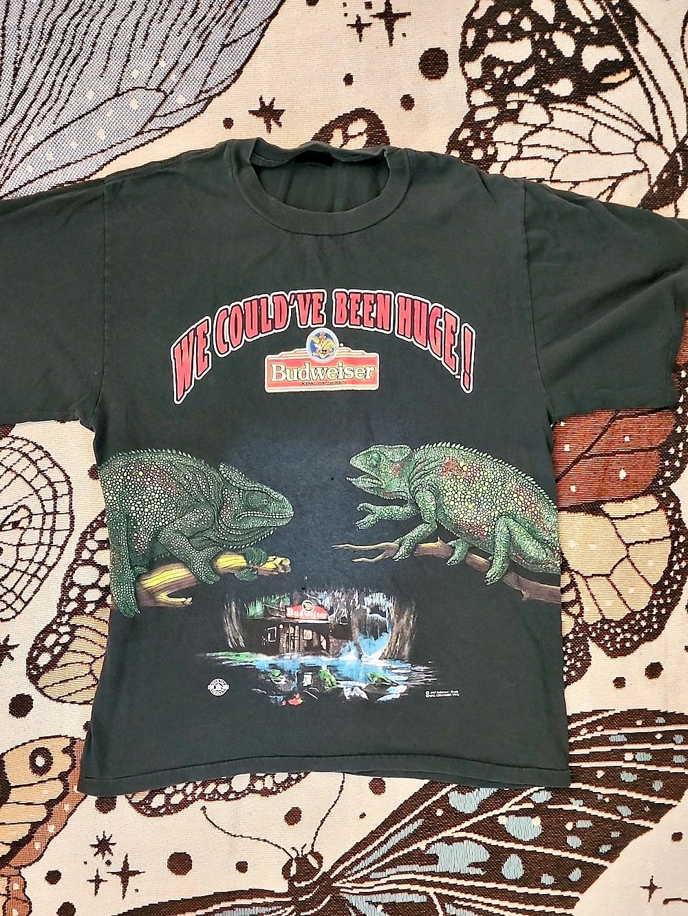 Vintage 1997 Budweiser "We Could've Been Huge!" Chameleon T-Shirt – Size Large